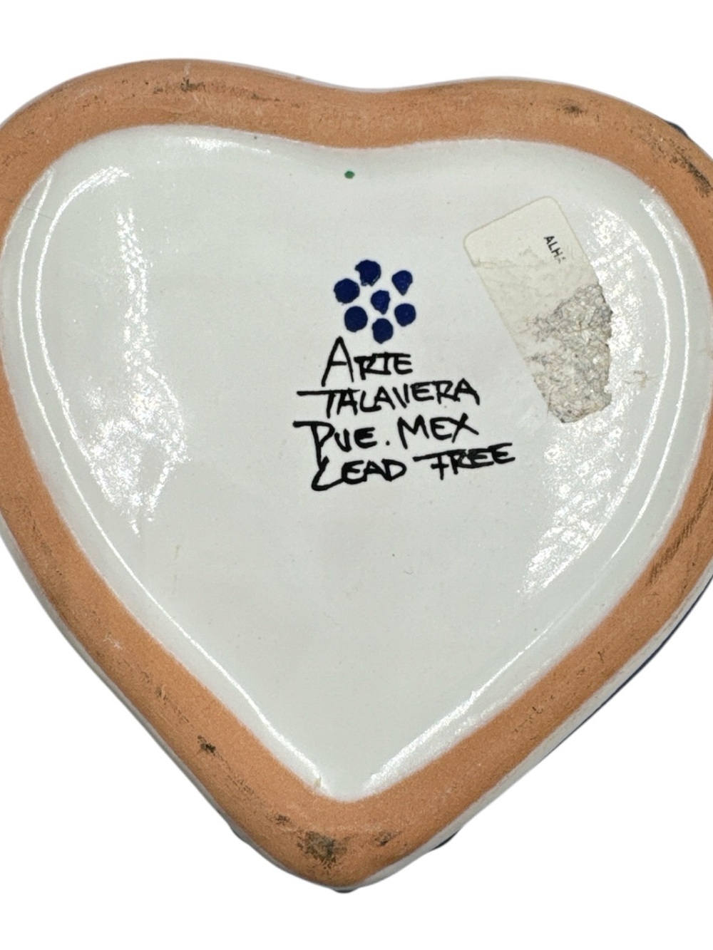 Vintage Arte Talavera Puebla Mexico Heart Trinket Box Hand Painted Lead Free - Picture 6 of 6
